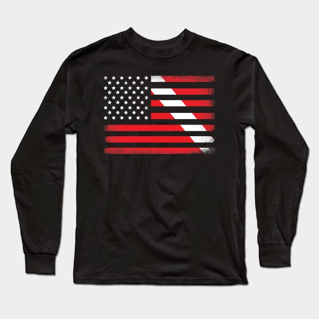 Scuba Diving American Flag Long Sleeve T-Shirt by captainmood
